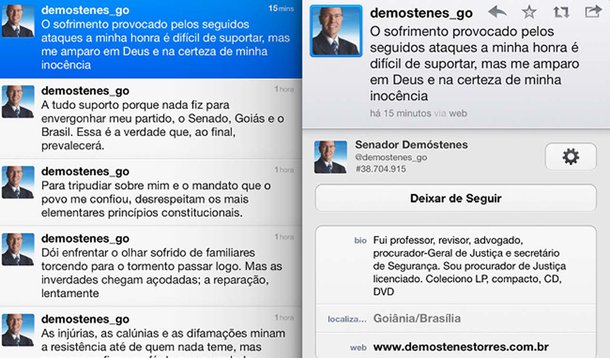 Pelo Twitter, Demóstenes clama por Justiça