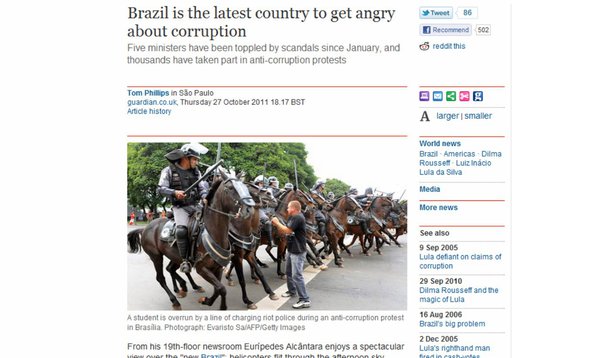 The Guardian destaca luta brasileira contra a corrupção