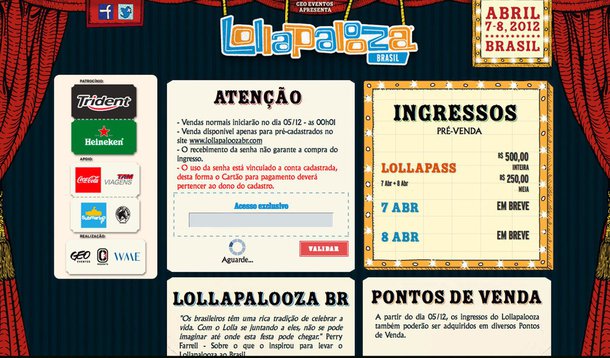 Novos ingressos do Lolla, só dia 5