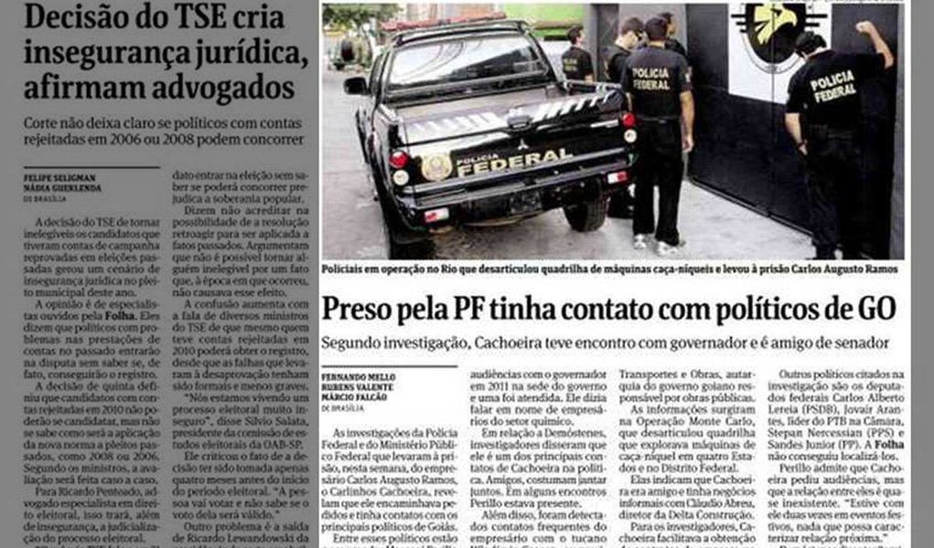 Folha também escondeu caso Carlinhos Cachoeira