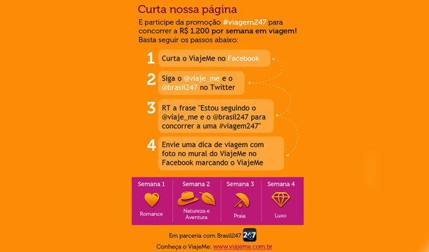 Promoção #viagem247 distribui bônus de R$ 1,2 mil