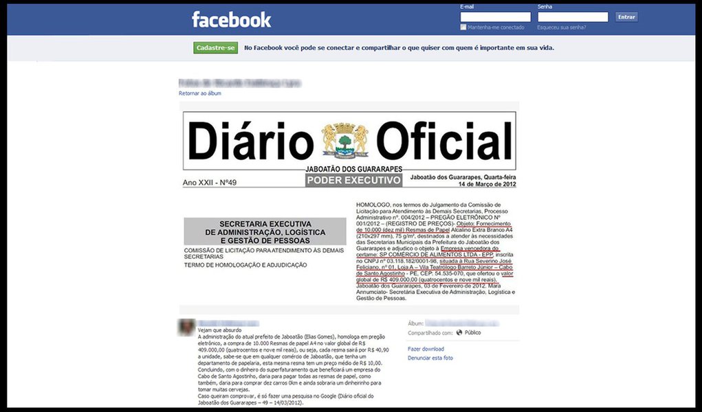 O papel sai caro em Jaboatão dos Guararapes    