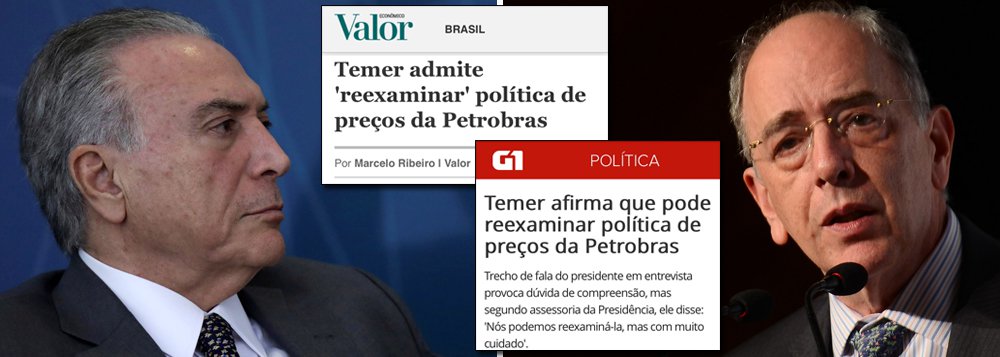 Depois do fracasso absoluto na compreensão e no gerenciamento da greve dos caminhoneiros, o governo decidiu agir para modificar a política de preços da Petrobrás; as conversas entre governo e estatal já começaram; pela imprensa, Temer frita Pedro Parente, já que não tem coragem para fazê-lo pelas vias governamentais