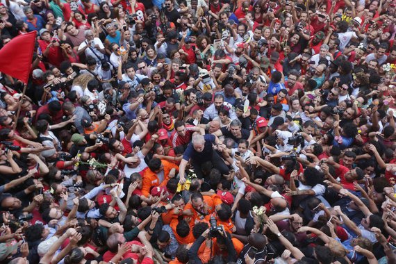 São Bernardo do Campo SP 07 04 2018 O ex presidente Luiz Inacio Lula da Silva depois da missa no braço do povojanela do sindicato dos Metalurgicos do ABC Foto Paulo Pinto Fotos Publicas