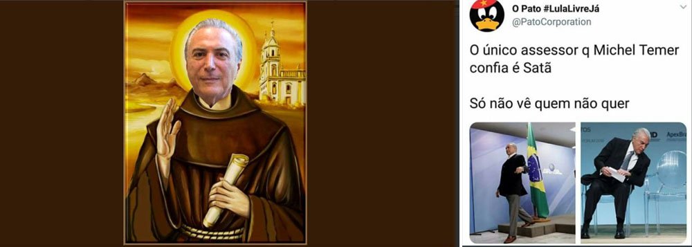 Michel Temer mais uma vez foi alvo de chacotas nas redes sociais. Os internautas não perdoaram seu discurso, durante cerimônia religiosa, ao dizer que deu "graças a Deus" pelo encerramento da greve dos caminhoneiros e por se considerar um ser "iluminado" 