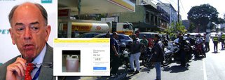 É inacreditável, mas é verdade: o Brasil, que, com o pré-sal, fez a maior descoberta de petróleo no século 21, chega ao fundo do poço, com a venda de gasolina no câmbio negro, em sites da internet; tudo isso é fruto do entreguismo de Pedro Parente, indicado por FHC, para comandar a Petrobras no golpe PSDB-MDB; no Mercado Livre, um anúncio de um vendedor de Mateus Leme, na Grande Belo Horizonte, divulga a venda de um galão com 20 litros de gasolina comum por R$ 150 - cada litro custa R$ 7,50