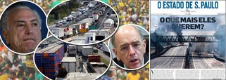 A capa do jornal O Estado de S. Paulo desta terça-feira estampa o desespero do golpe; diante da monumental incompetência do governo, o jornal desabafa em praça pública clamando algum tipo de ação definidora e apontando o óbvio: a ausência de lideranças para conduzir o processo; editorial d'O Globo segue a mesma linha: a exasperação
