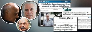 Os principais jornais impressos do País, alinhados ao golpe parlamentar que alçou Michel Temer ao Poder em 2016, dedicam certa indiferença às novas revelações que comprovam a função do coronel aposentado João Baptista Lima Filho de pagador de despesas pessoais de Michel Temer e sua família; Globo, Folha de S. Paulo e Valor Econômico tratam Coronel Lima como o "amigo" de Temer, num eufemismo que tenta camuflar a verdadeira atuação do militar aposentado: o de laranja de Temer, num caso semelhante ao que Paulo César Farias fazia para o então presidente Fernando Collor