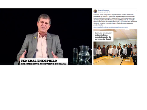 O PSDB deve oficializar hoje, no escritório político do senador Tasso Jereissati, a candidatura do General Guilherme Cals Theophilo Gaspar de Oliveira. Nas redes sociais, o general reformado, que voltou a morar no Ceará e será o candidato de oposição ao atual governador Camilo Santana, tem divulgado diversas atividades de pré-campanha e algumas propostas. Entre elas, extinguir o Centro de Formação Olímpica, mesmo sendo o esporte considerado uma das principais estratégias para envolver os jovens e afastá-los dos risco da criminalidade