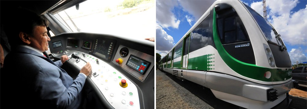 O governador Wellington Dias visitou o pátio de manobras da Companhia Metropolitana de Transporte Público (CMTP), em Teresina, onde está o primeiro dos três Veículos Leves Sobre Trilhos (VLTs); eles estão sendo adquiridos pelo Estado e a previsão é de que até junho o primeiro VLT já esteja em funcionamento, com capacidade para transportar até 600 passageiros