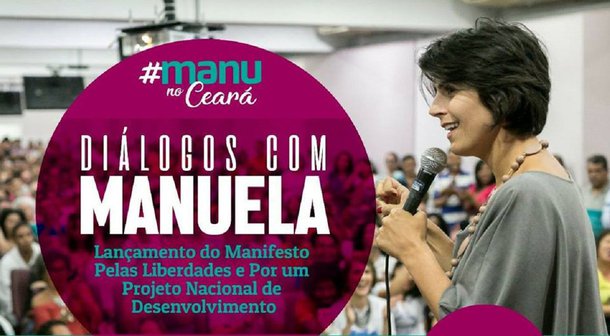 Pré-candidata pelo PCdoB à presidência da República, a deputada federal Manoela D'Avila (PCdoB-RS) cumprirá agenda em Fortaleza, nesta sexta-feira (18). A principal atividade de Manoela acontece no final da tarde, na Assembleia Legislativa com o evento "Diálogos com Manuela" e o lançamento do "Manifesto pelas Liberdades e por um Projeto Nacional de Desenvolvimento", com os principais pontos da plataforma que defende