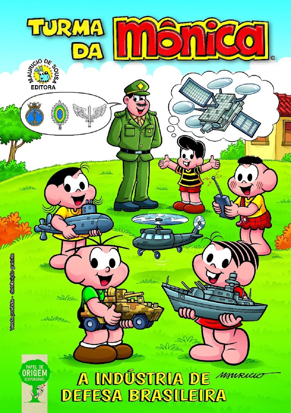 Será lançado, amanhã, às 9h,  o almanaque “A Turma da Mônica e a Indústria de Defesa”, em Brasília, com a  presença do cartunista Maurício de Sousa; a revista em quadrinhos  será disponibilizada em escolas e ações sociais das Forças Armadas; a princípio, a ideia é  "divulgar a importância para o Brasil de uma indústria da defesa forte", que movimenta mais de R$ 200 bilhões por ano, segundo estudo da Fipe (Fundação Instituto de Pesquisas econômicas); o cartunista cedeu o uso da imagem e os direitos de uso dos personagens infantis para serem utilizados pela  Agência Brasileira de Desenvolvimento Industrial (ABDI), que é  ligada ao Ministério da Defesa
