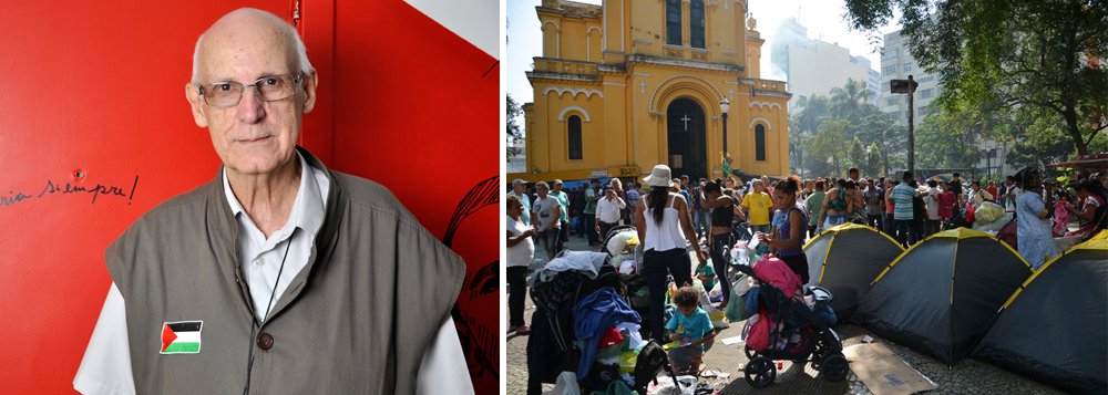 Coordenador da Pastoral do Povo de Rua, de São Paulo, o padre Júlio Lancellotti condena as políticas que levaram o Brasil ao caos social, afirmando que tal quadro é fruto do golpe no País; “O empobrecimento da população está a níveis acelerados. O golpe não é apenas político, ele está golpeando o povo com o desemprego”, alerta, em uma entrevista emocionante concedida à TV 247; defensor da causa Palestina, ele declara que "os palestinos são o paradigma da luta dos fracos, o mundo não pode se calar ou ficar omisso”; assista
