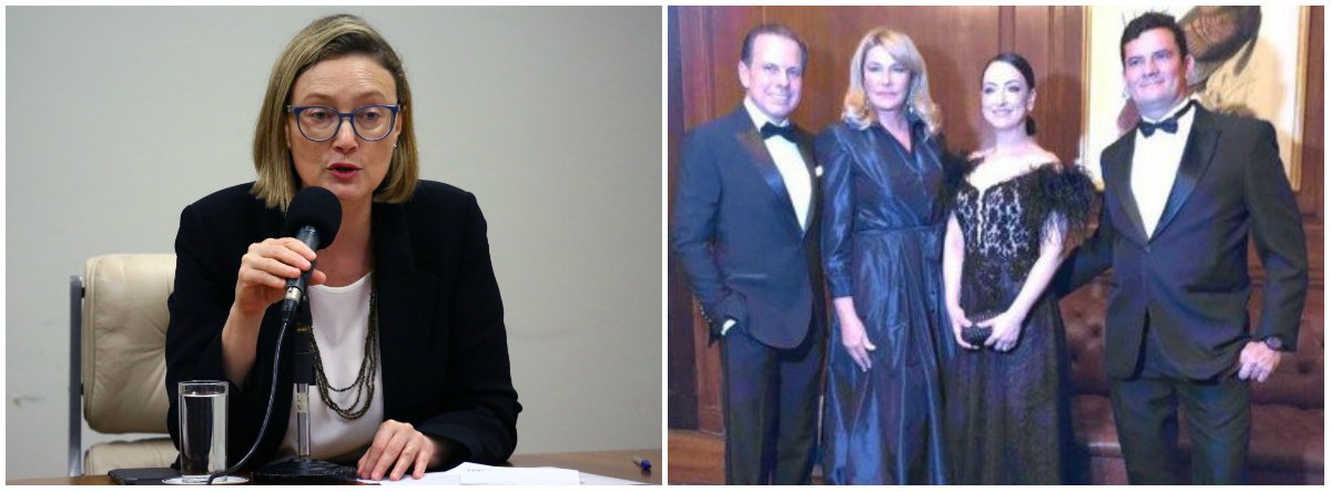 A deputada federal Maria do Rosário (PT-RS) criticou Sérgio Moro e o pré-candidato ao governo do estado de São Paulo João Doria (PSDB), que tiraram uma foto juntos durante evento em Nova Iorque (EUA); "É ilusão de ótica. Eles não estão pisando num tapete. Expõem seu luxo, poder e empáfia pisando sobre a democracia e os pobres brasileiros", disse