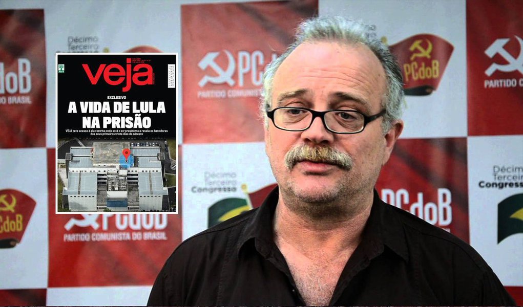 O jornalista e presidente do Centro de Estudos da Mídia Alternativa Barão de Itararé, Altamiro Borges, criticou a capa da revista Veja, que mostra o suposto local onde o ex-presidente Lula é mantido como preso político na Polícia Federal em Curitiba; "A Veja está descontente com o fato do Lula estar preso e mesmo assim ser notícia todos os dias"