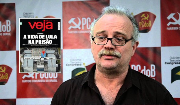 O jornalista e presidente do Centro de Estudos da Mídia Alternativa Barão de Itararé, Altamiro Borges, criticou a capa da revista Veja, que mostra o suposto local onde o ex-presidente Lula é mantido como preso político na Polícia Federal em Curitiba; "A Veja está descontente com o fato do Lula estar preso e mesmo assim ser notícia todos os dias"