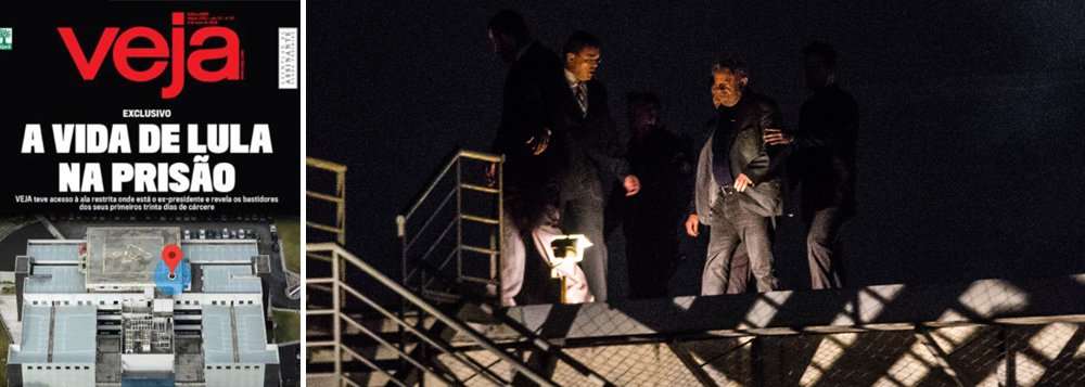 A matéria de capa da revista Veja que vai às bancas, se não é mentirosa é, no mínimo, criminosa. De acordo com o texto de apresentação da capa, a reportagem teria conseguido acesso a sala onde o ex-presidente Lula está detido na superintendência da Polícia Federal em Curitiba