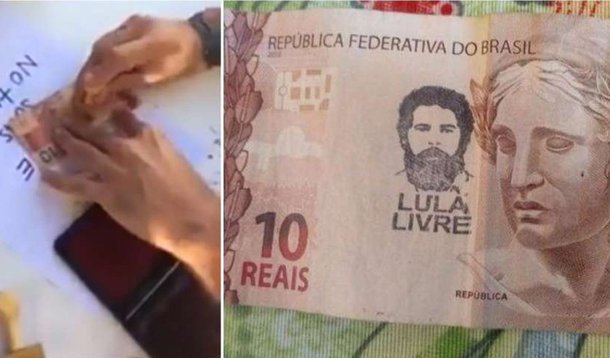 Um grupo de estudantes da USP promoveu um "carimbaço" de notas com a mensagem "#Lula Livre", para pedir a soltura do ex-presidente Lula, preso em Curitiba (PR), após ter sido condenado sem provas no processo do triplex em Guarujá (SP); os estudantes deixaram um carimbo disponível e colram cartazes em um banco próximo ao prédio do Ciclo Básico, no campus da USP Leste, zona leste da cidade de SP