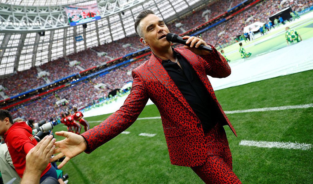 Robbie Williams na abertura da Copa do Mundo 14/06/2018 REUTERS/Kai Pfaffenbach
