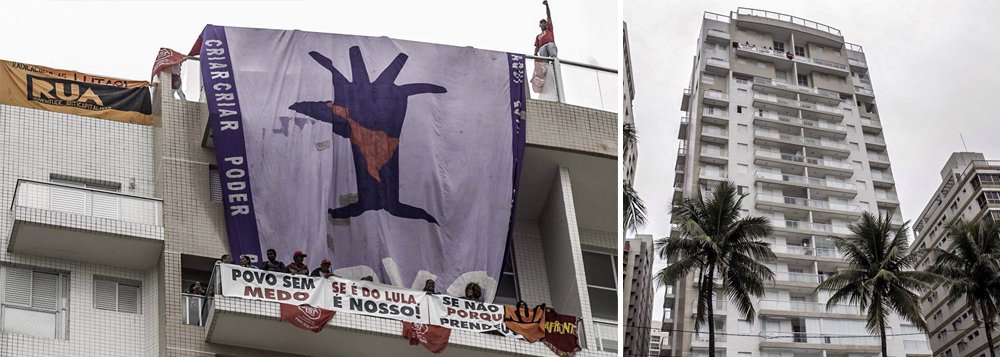 Integrantes do Movimento dos Trabalhadores Sem Teto (MTST) e da frente Povo Sem Medo ocuparam nesta segunda-feira, 16, o triplex do edifício Solaris, no Guarujá, pelo qual o ex-presidente Lula foi condenado e cumpre pena, sem provas, na superintendência da Polícia Federal em Curitiba; "Se é do Lula, o povo poderá ficar. Se não é, por que então ele está preso?", questionou o líder do MTST e presidenciável do PSOL, Guilherme Boulos; segundo Josué Rocha, coordenador do MTST que se encontra dentro do imóvel, a ocupação ocorreu sem problemas às 8h30 da manhã; “Nosso objetivo é denunciar a farsa do processo que envolve o presidente Lula, que está preso há uma semana injustamente”