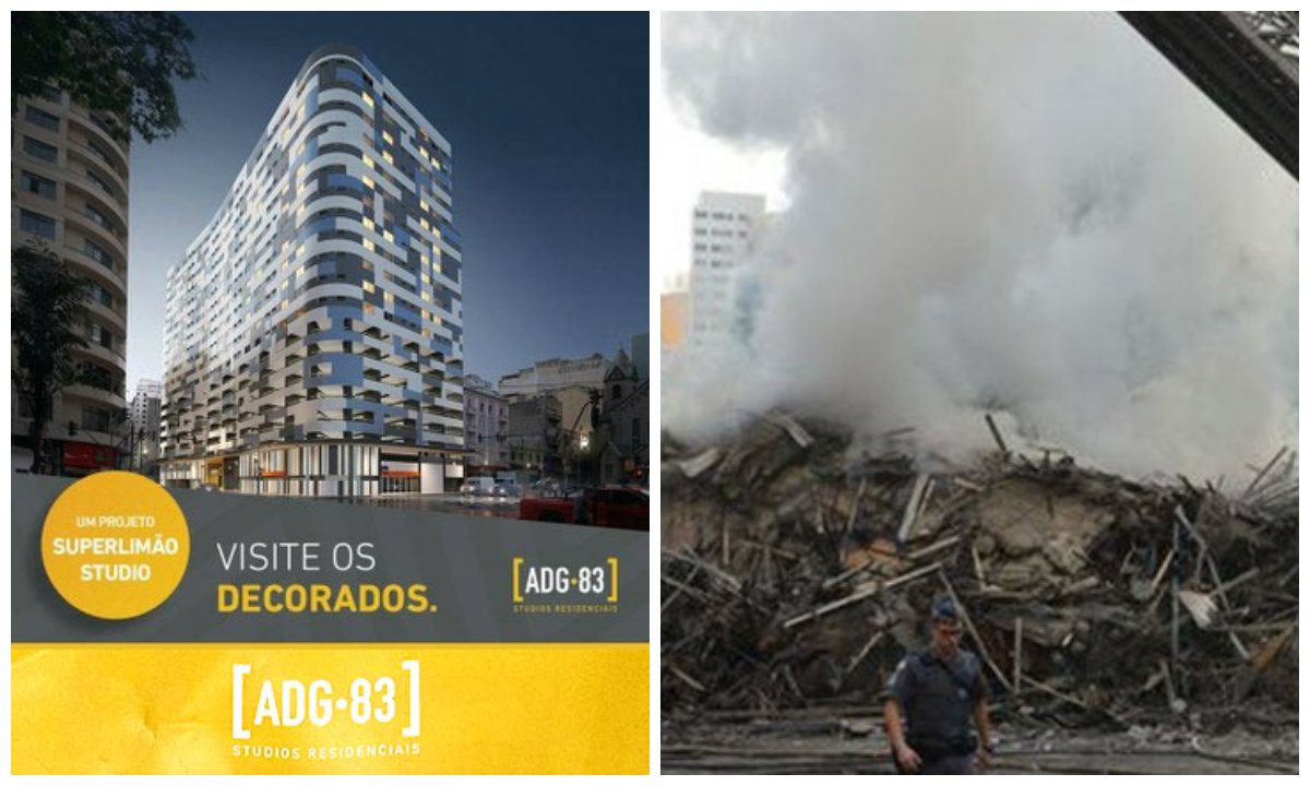 Anúncio imobiliário excluía imagem de prédio que desabou no centro de São Paulo .2