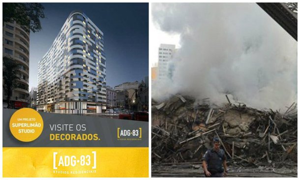 Anúncio imobiliário excluía imagem de prédio que desabou no centro de São Paulo .2
