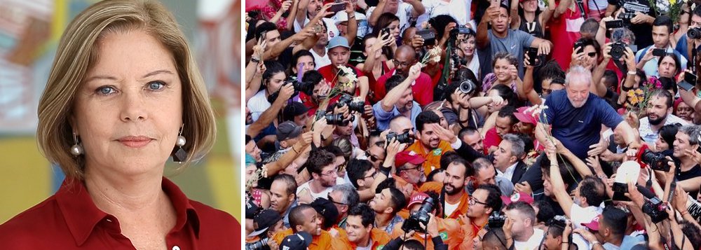 Em artigo publicado neste domingo, a colunista Eliane Cantanhêde vocalizou um temor da direita brasileira: o de que o ex-presidente Lula, que vem sendo mantido como preso político em Curitiba para ser excluído das eleições presidenciais de 2018, ganhe a sua liberdade. "Tudo pode acontecer. Inclusive Lula ser solto", disse ela, ao comentar o julgamento no plenário virtual do Supremo Tribunal Federal, que começou na última sexta-feira e terá seu resultado divulgado até o dia 10 de maio