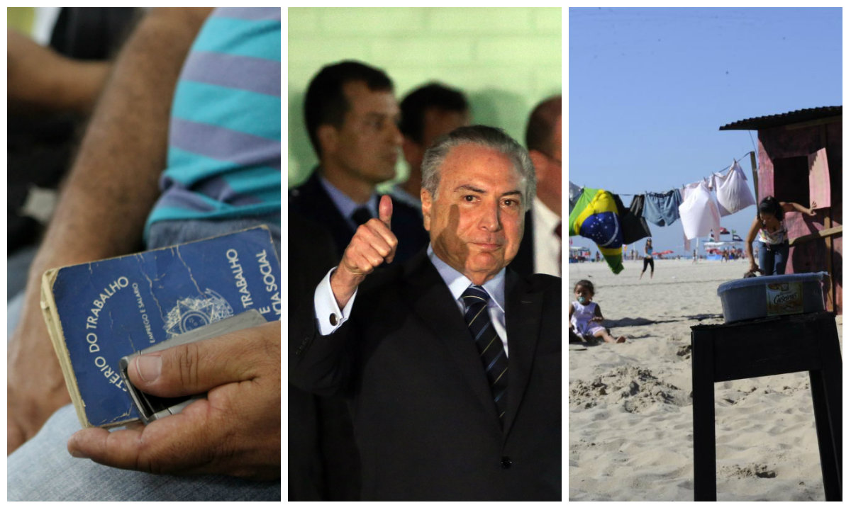 Montagem Michel Temer, desemprego, pobreza 2