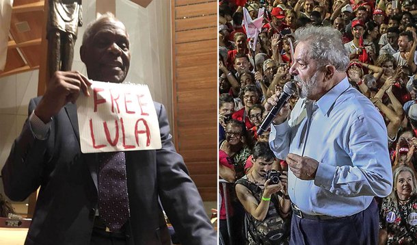 Viraliza nas redes sociais nesta sexta-feira, 4, uma foto do ator e ativista Danny Glover em que ele pede a liberdade do ex-presidente Lua, que é mantido como preso político na superintendência da Polícia Federal em Curitiba; junto com a ativista política americana Angela Davis, Glover apoiou a campanha pela indicação de Lula para o prêmio Nobel da Paz, lançada pelo vencedor do Nobel Adolfo Perez Esquivel