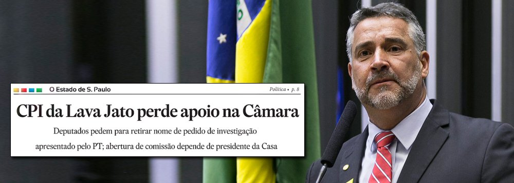 Em reportagem nesta quarta-feira, 20, o jornal O Estado de S. Paulo, um dos mais conservadores entre os que apoiaram o golpe, trata a tentativa de se investigar o submundo das delações premiadas como CPI da Lava Jato, com a intenção de associar a ideia de que o PT, autor do pedido, estaria disposto a inviabilizar a operação; a ironia é que o ponto de partida da CPI, que já recebeu mais de 180 assinaturas favoráveis, foi uma notícia do próprio Estadão, na qual o doleiro Cláudio de Souza revelou ter pago US$ 50 mil por mês ao advogado curitibano Antonio Figueiredo Basto em troca de proteção