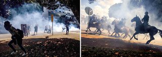 Polícia Militar do Distrito Federal reprimiu com truculência manifestação de estudantes da UnB, realizada nesta quinta-feira, 26, contra a política de cortes de recursos do governo de Michel Temer; protesto dos estudantes, pacificamente realizado na Esplanada dos Ministérios, foi reprimido com bombas de gás lacrimogênio e tiros de bala de borracha; assista ao momento em que a cavalaria da PM usa bombas contra os estudantes 