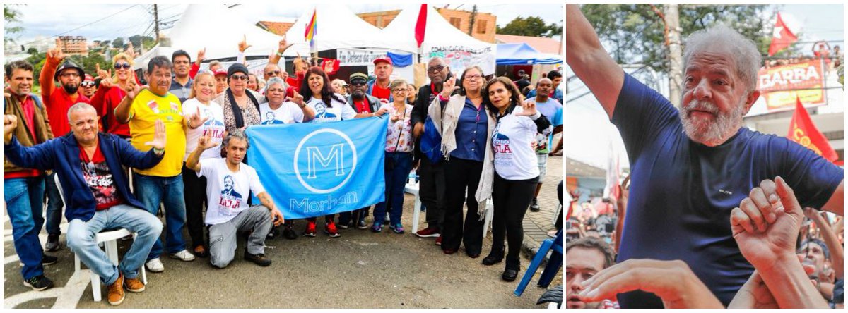 Integrantes do Movimento de Reintegração das Pessoas Atingidas pela Hanseníase (Morhan) estiveram na Vigília Lula Livre, em Curitiba, nesta quarta-feira (9), para exigir a libertação do ex-presidente; Lula foi o primeiro presidente a receber hansenianos no Palácio do Planalto e, em 2007, assinou a lei da pensão vitalícia aos afetados pela doença