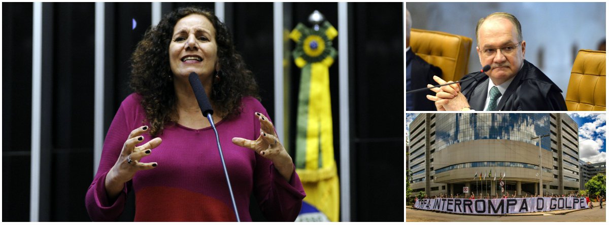 Deputada federal Jandira Feghali (PCdoB) denuncia o que chama de "perseguição abjeta, absurda e nojenta" do Judiciário contra Lula, fazendo duras críticas especificamente ao TRF4, que não permitiu que o recurso do ex-presidente fosse julgado no STF; segundo ela, o "reconhecimento da injustiça contra Lula é generalizado" na população; senador Lindbergh Farias (PT-RJ) também destacou a ilegalidade da prisão de Lula; assista