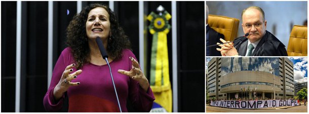 Deputada federal Jandira Feghali (PCdoB) denuncia o que chama de "perseguição abjeta, absurda e nojenta" do Judiciário contra Lula, fazendo duras críticas especificamente ao TRF4, que não permitiu que o recurso do ex-presidente fosse julgado no STF; segundo ela, o "reconhecimento da injustiça contra Lula é generalizado" na população; senador Lindbergh Farias (PT-RJ) também destacou a ilegalidade da prisão de Lula; assista