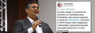 Reconhecido pela perseguição que sofre do clã dos Sarney e pela coragem com que enfrentar a oligarquia maranhense, o governador Flávio Dino tem tido o reconhecimento de figuras de expressão nacional também pelas obras realizadas; o escritor e teólogo Leonardo Boff usou as redes sociais para citar Dino para uma futura candidatura presidencial; ele também foi elogiado pelo ex-ministro do Meio Ambiente Carlos Minc 