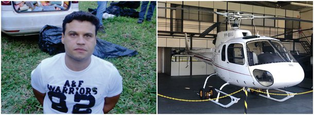 Segundo a Polícia Civil, a aeronave estava pronta para transportar drogas em um hangar em Arujá; um dos presos é Rogério Almeida Antunes, que foi preso em 2013, no Espírito Santo, com um helicóptero carregado com mais de 400 quilos de cocaína; ele era funcionário do gabinete de Gustavo Perrella, filho do senador Zezé Perrella (PMDB-MG), na Assembleia de Minas Gerais