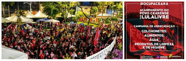 O acampamento da Frentes Brasil Popular e Povo Sem Medo, com os movimentos sociais, na praça da Justiça, continua hoje, com intensa programação, com atividades políticas e culturais. Instalado desde a manhã de ontem, os organizadores estão fazendo uma campanha para arrecadação de alimentos e outros materiais necessários para a manutenção da ocupação