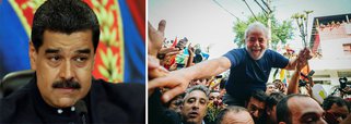 Presidente da Venezuela, Nicolás Maduro, condenou novamente a detenção do ex-presidente do Brasil, Luiz Inácio Lula da Silva, e assegurou que os oligarcas brasileiros querem impedir que o povo do país possa elegê-lo como presidente; "Contra Lula foi desencadeada uma perseguição da oligarquia judicial e da mídia no Brasil, e aqui na Venezuela a condenamos, sabemos que querem evitar que Lula seja candidato presidencial", afirmou 