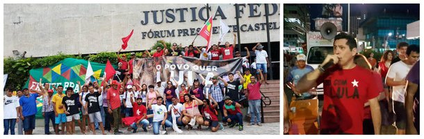 O presidente do Partido dos Trabalhadores no Ceará, Fco. de Assis Diniz, esteve na manhã de hoje, na instalação do acampamento dos manifestantes dos movimentos populares em defesa do ex-presidente Lula, na Praça da Justiça. "Para se contrapor à força do Estado de exceção, temos a força da militância se transformando em milhões de Lulas. Seremos milhões de Lulas livres, ocupando as ruas no Ceará", afirmou de Assis