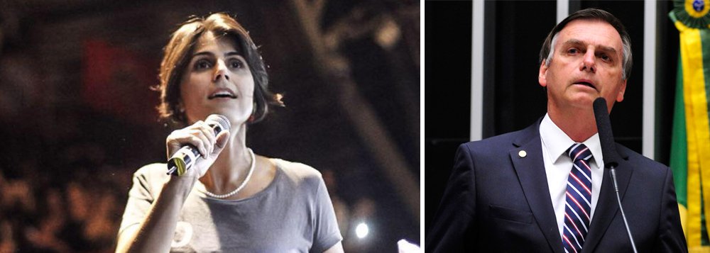 A pré-candidata à presidência pelo PCdoB, Manuela D'Ávila, criticou um eventual apoio de 10% da Câmara ao presidenciável do PSL, Jair Bolsonaro (RJ); "Se os 50 deputados que apoiam Jair Bolsonaro visitassem a história veriam que esse tipo de filme termina com perda de mandato e fechamento do Parlamento", disse; Bolsonaro é porta-voz do Exército na política e que chegou a defender a Ditadura Militar (1964-1985)
