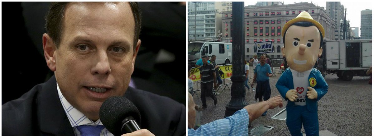 Em pleno ano eleitoral, o pré-candidato ao governo do estado de São Paulo, João Doria, ganhou seu boneco de João Enganador; Doria, que deixou a prefeitura de olho na eleição, não cumpriu a maioria de suas promessas e deve enfrentar dificuldades na eleição estadual