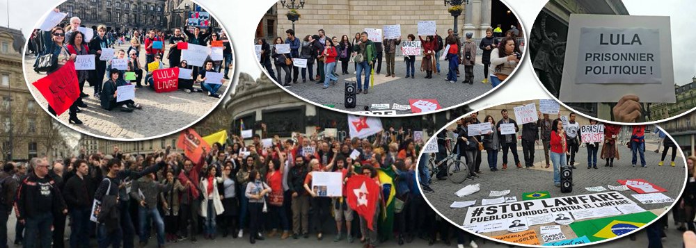 As mobilizações em defesa de Luiz Inácio Lula da Silva e em repúdio à sua prisão política já tomam o mundo, neste domingo (8), a Praça da República, em Paris, foi palco de uma manifestação contra a prisão do ex-presidente e diversos outros atos estão marcados em outros países; Confira a agenda internacional das manifestações em defesa de Lula