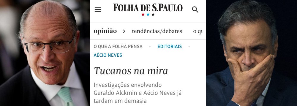 Em editorial publicado nesta quita-feira (12), o jornal Folha de S. Paulo afirma que "por diferentes razões, expoentes do PSDB sob investigação têm escapado de condenações e prisões preventivas"; "O caso de Aécio é especialmente escandaloso. Gravado a pedir R$ 2 milhões a Joesley Batista, da JBS, o mineiro contou com a ajuda de seus pares no Senado para se livrar, em outubro, das medidas cautelares a ele impostas pelo Supremo Tribunal Federal", diz; leia a íntegra 