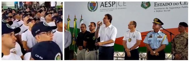 Na manhã de hoje (9), o governador Camilo Santana participou da aula inaugural do Curso de Formação Profissional para a Carreira de Praças para os futuros policiais que compõem a 4ª turma do Concurso Público para ingresso na Polícia Militar do Ceará. O concurso foi realizado em 2016. A chamada T4 (quarta turma) é um compromisso do governador Camilo Santana de convocar os candidatos habilitados até a posição número 5.000 do concurso, conforme previsto no edital do certame