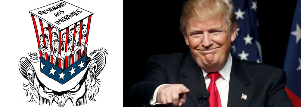 O chargista Carlos Latuf fez uma ilustração mostrando crianças dentro de uma jaula, em referência à política "tolerância zero" do governo dos Estados Unidos, comandado por Donaldo Trump, que separou cerca de 2,3 mil crianças do pais no país
