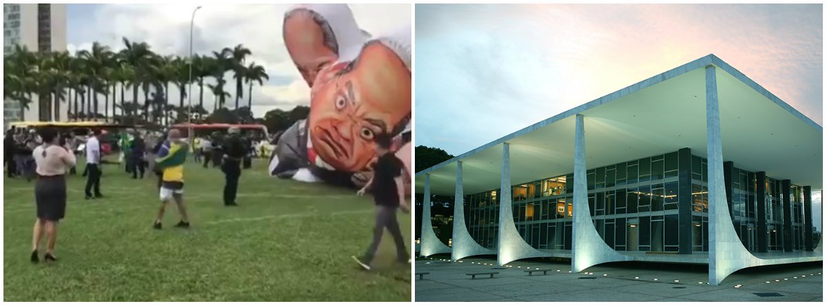 Manifestantes favoráveis e contrários à prisão do ex-presidente Lula dividiram a Praça dos Três Poderes, em Brasília, para acompanhar a votação de um habeas corpus dele no STF; PF usou spray de pimenta para conter protestos anti-Lula, por volta das 15h, antes de o processo entrar em pauta; o grupo tentava inflar um boneco de 8 metros de altura com as caricaturas do ex-presidente, do ex-ministro da Fazenda José Dirceu e do ministro do STF Gilmar Mendes