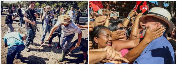 Agora, a foto do frouxo dando chicotada nas costas do apoiador do Lula é de um horror indescritível. Um verdadeiro absurdo. Vergonha mundial. Barbárie. Escrotice pura. O chicote não é apenas uma arma, é principalmente um símbolo de opressão, de preconceito, de racismo, de dominação, de poder de classe, de raiva