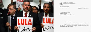 Em protesto contra a prisão arbitrária do ex-presidente, deputados federais do PT decidiram adotar, a partir desta terça, a palavra “Lula” no nome parlamentar oficial, para que o nome apareça no painel de votação; informação foi publicada primeiramente pelo deputado Marco Maia (RS), que se chamará "Marco Lula Maia"; "Todos seremos Lula", diz ele; líder da bancada, Paulo Pimenta (RS), disse que a bancada está unida em torno da campanha “Lula Livre”, para a libertação imediata do ex-presidente
