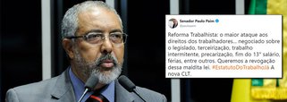 Crítico ferrenho de Temer e contrário à Reforma Trabalhista, o senador Paulo Paim (PT-RS) usou o Twitter para afirmar que denunciou, realizou audiências e que “Agora realidade veio à tona: 13,7 milhões de desempregados”; para ele, é “o maior ataque aos direitos dos trabalhadores... negociado sobre o legislado, terceirização, precarização, fim do 13° salário, férias, entre outros. Queremos a revogação dessa maldita lei"