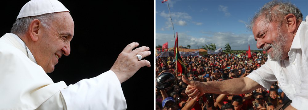 "Por tudo o que o Papa Francisco já disse e fez em seu mandato, por tudo o que pensa do mundo, não há dúvida de que ele está muito mais próximo de Lula que de Moro e de Temer", diz o jornalista e colunista do 247 Alex Solnik; "O papa é a pessoa mais poderosa do mundo. Se numa prédica dominical da praça de São Pedro ele pedisse liberdade para Lula, Temer não teria como não o indultar. Mas nem sempre os poderosos podem utilizar o seu poder. O papa apoia Lula em silêncio", diz Solnik